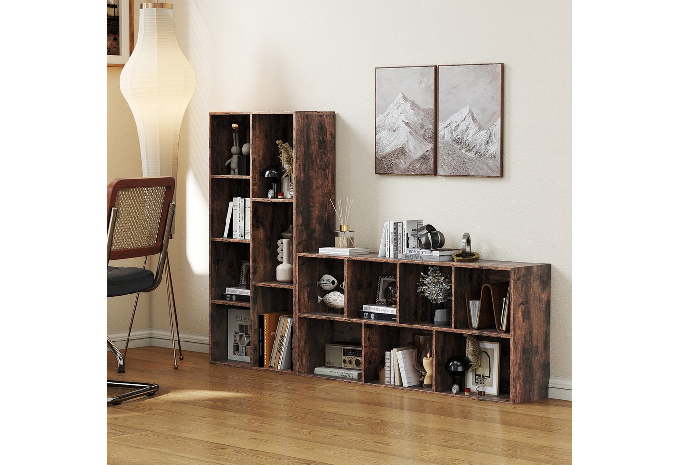 COSTWAY Bücherregal, 7-Würfel-Würfelregal mit 7 Fächern, 2 Kippschutz-Sets Bild 3