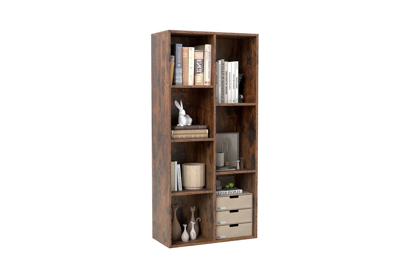 COSTWAY Bücherregal, 7-Würfel-Würfelregal mit 7 Fächern, 2 Kippschutz-Sets Bild 5
