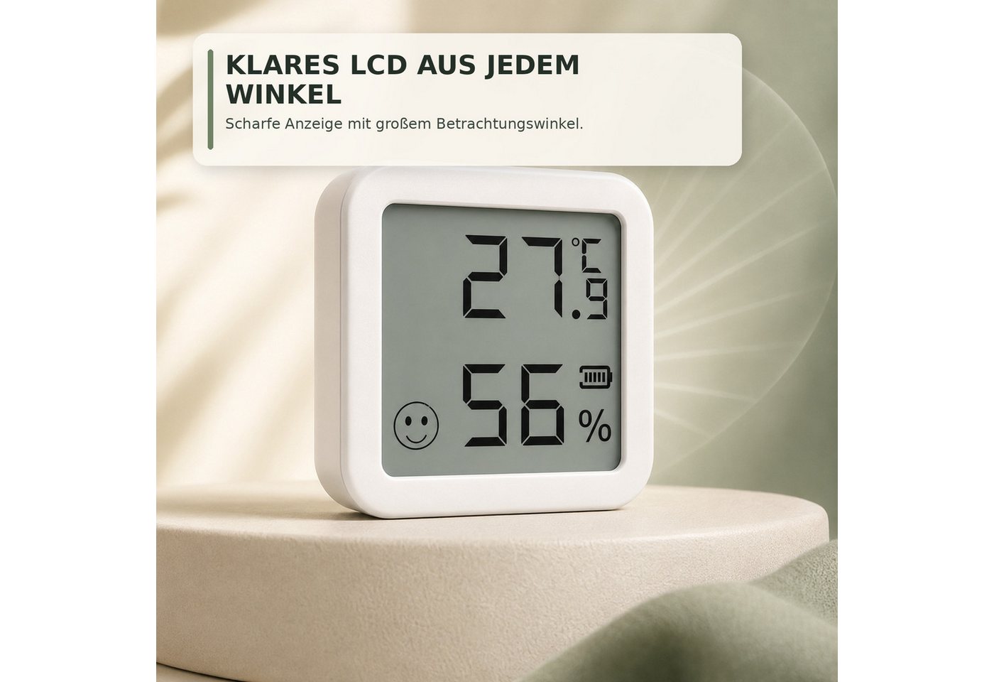ibettertec Hygrometer Innenwetterstation Digitales Thermo-Hygrometer für innen, (Set, Großem Betrachtungswinkel ausgestattet und liefert gut ablesbare), Echtzeit-Temperatur- und Feuchtigkeitsmonitor, steuerbar per App Bild 2