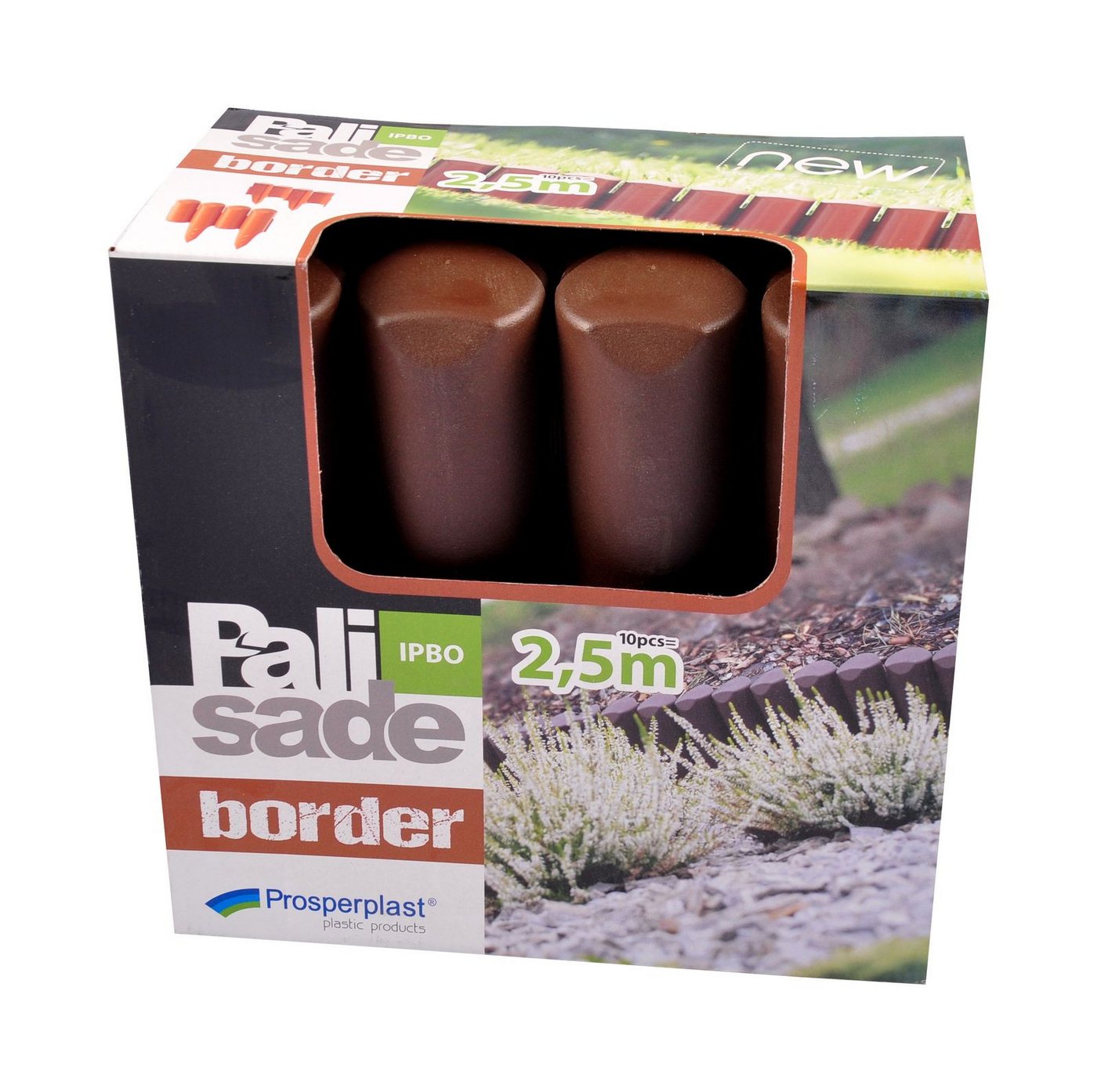 Prosperplast Rasenkante Beetumrandung braun Palisade 5m Beeteinfassung Rasenkante Zierzaun Bau Bild 3