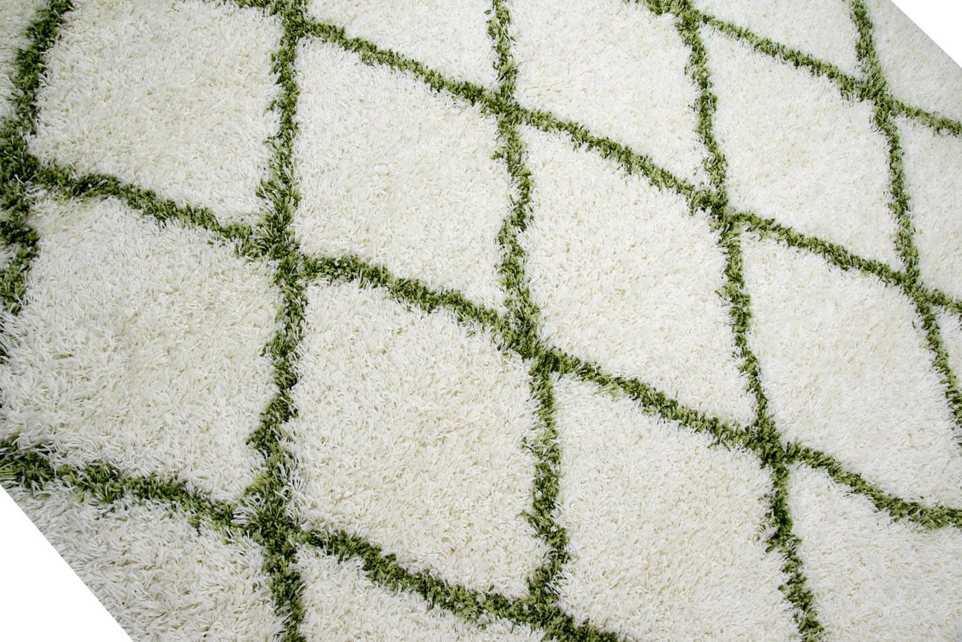 TeppichHome24 Teppich Shaggy Teppich in Creme Grün, rechteckig