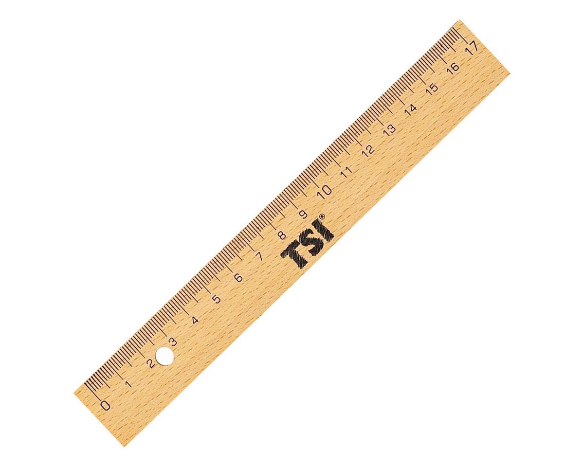TSI Schreibwaren Lineal Holzlineal 17 cm mit Metallkante Bild 2