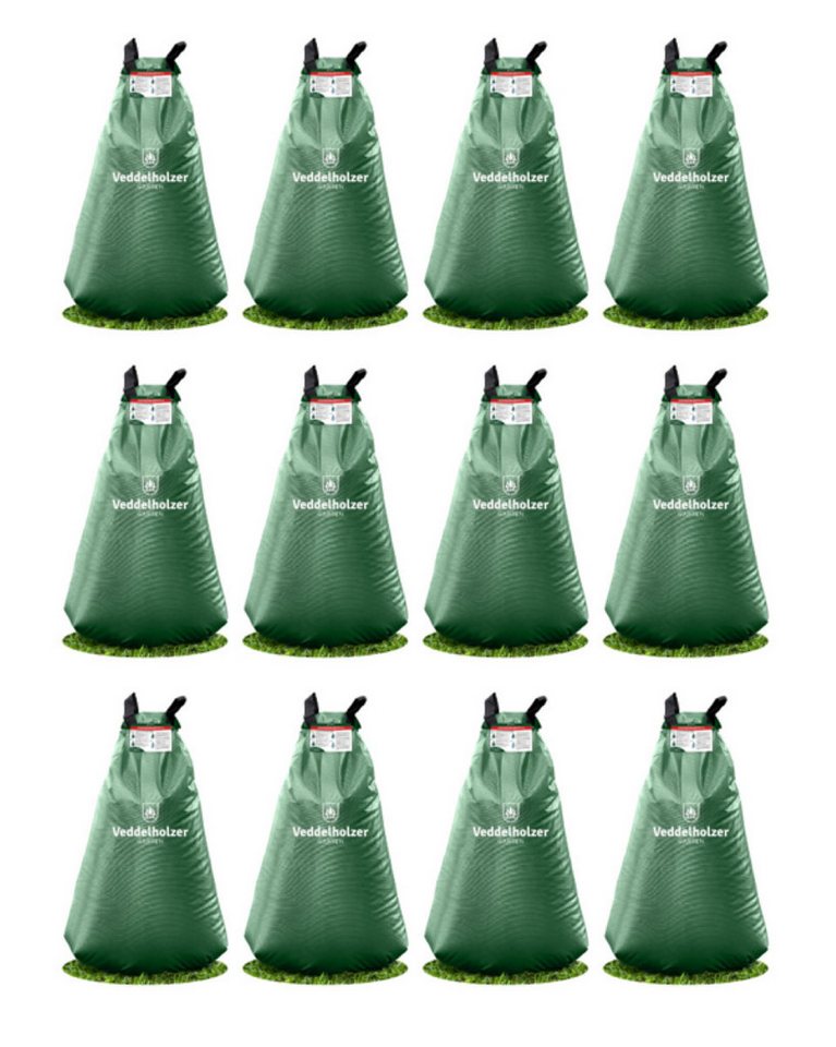 Veddelholzer Bewässerungssystem 12 x 75l Baumbewässerungssack Reißverschluss Diebstahlschutz, (Miteinander Kombinierbar durch Reißverschluss, 12 mal 75 Liter), Robust und wetterbeständig für Bäume, Jungbäume und Sträucher. Bild 4