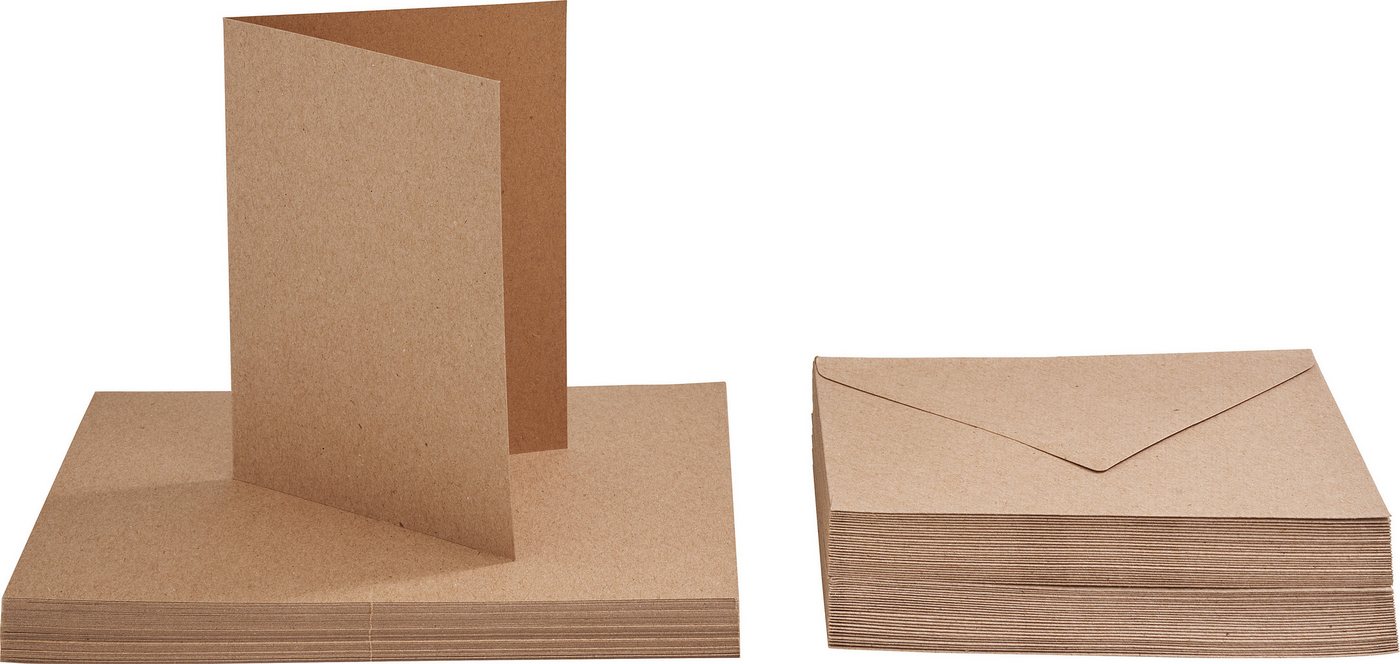VBS XXL Blanko-Faltkarte Kraftpapier, DIN A6, 50 Stück