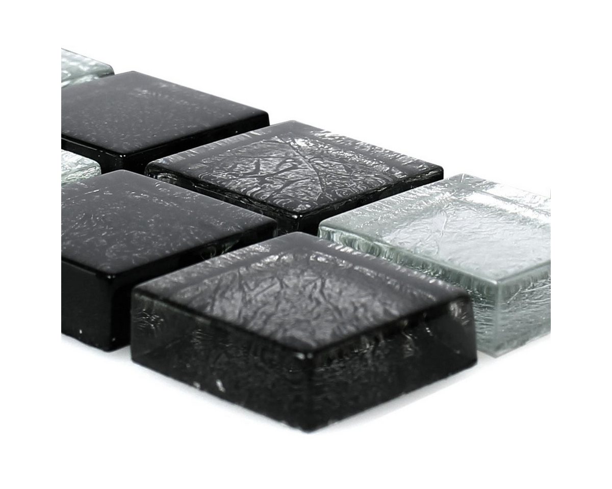 Mosafil Mosaikfliesen Glas Fliesenbordüre Johnstown Schwarz Silber, Glas 30.000x4.800, schwarz-silber, Verlegefertig auf ein Netz geklebt - Wasserfest Bild 2