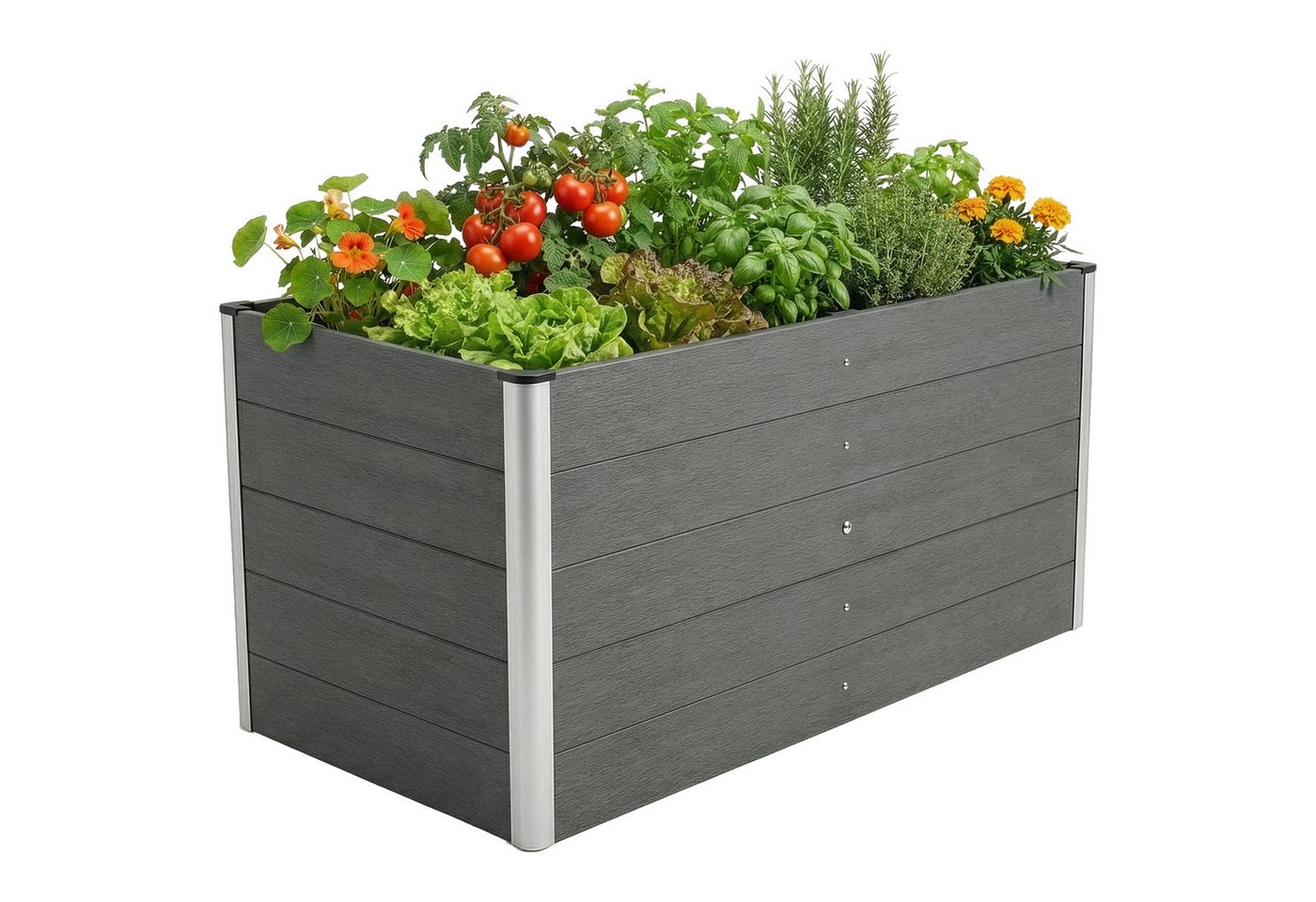 Floordirekt Hochbeet Delos, aus WPC 150x70x75 cm, anthrazit, extra stabiles Hochbeet (1 St), mit Stützstange, Aluminium-Eckprofil & offenem Boden, Garten Hochbeet Bild 3