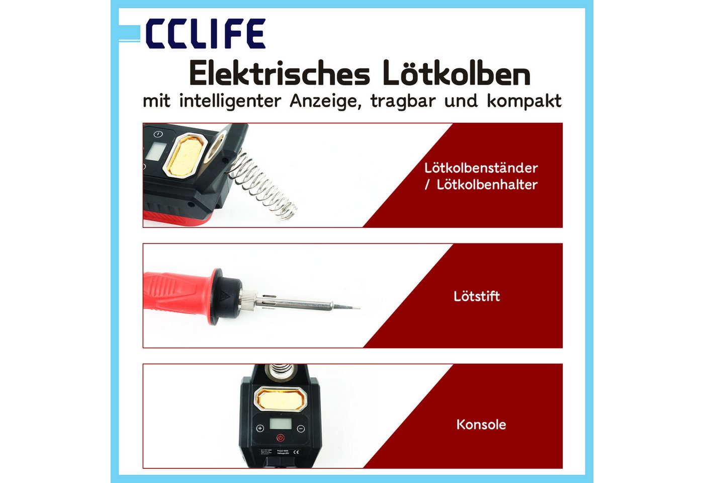CCLIFE Lötpistole CCLIFE 60W Loetkolben passend fuer Makita DeWalt Akku LED Display Bild 4