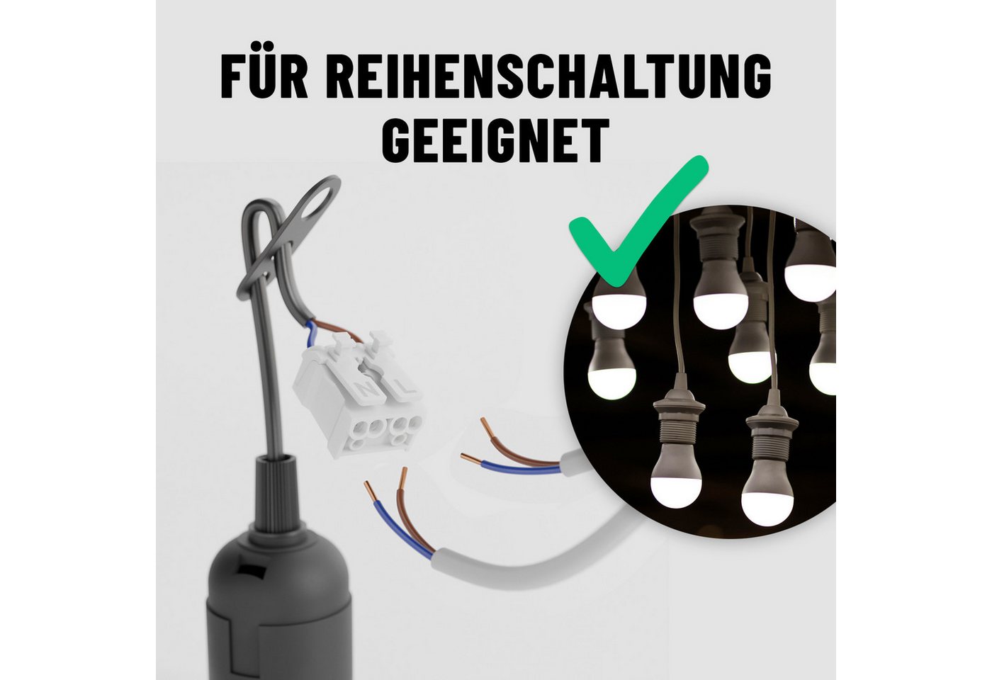 greate. Lampenfassung 12x Baufassung E27 schwarz, Lampenfassung, max. 60W 250V, (12-St)