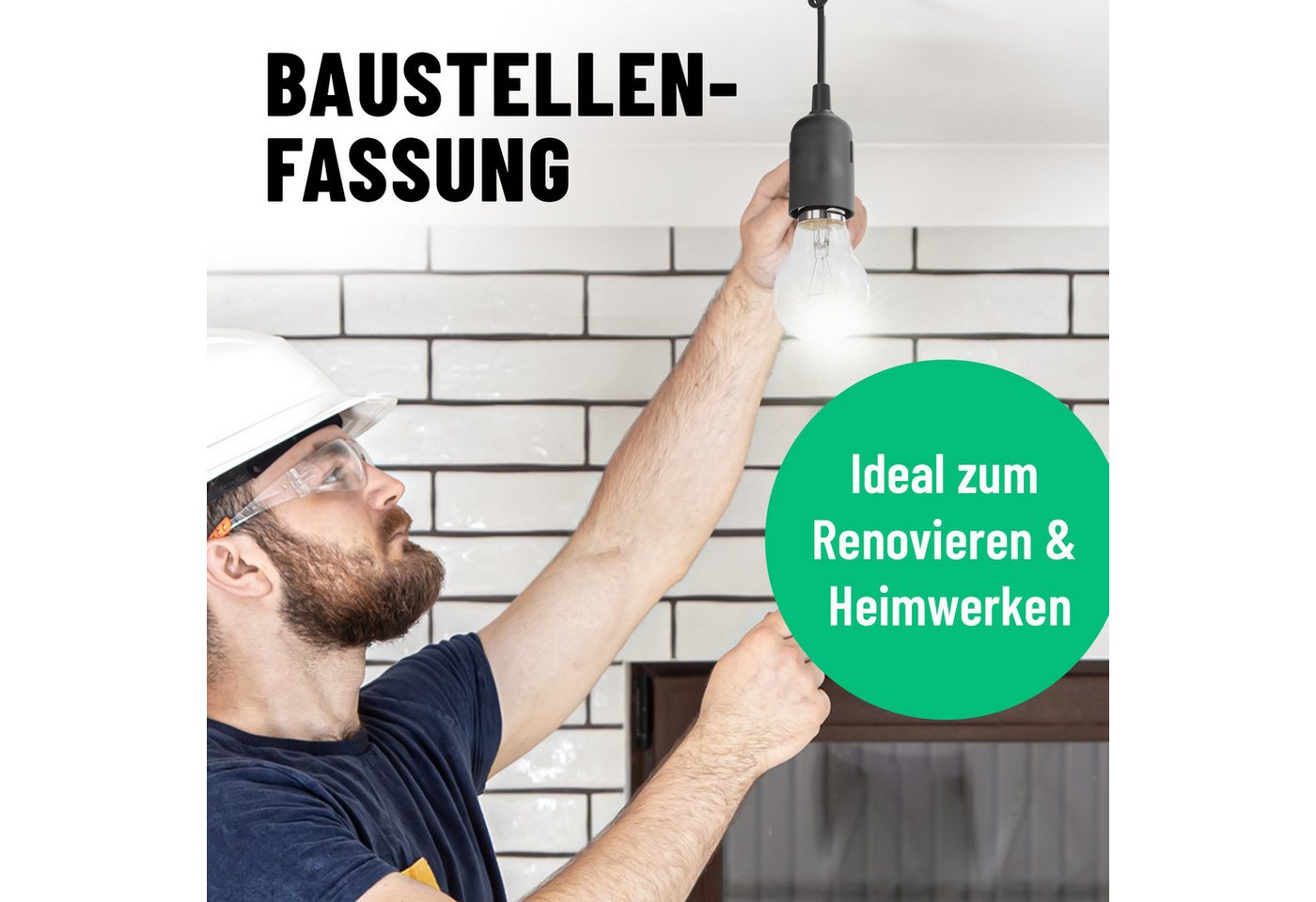 greate. Lampenfassung 12x Baufassung E27 schwarz, Lampenfassung, max. 60W 250V, (12-St) Bild 4