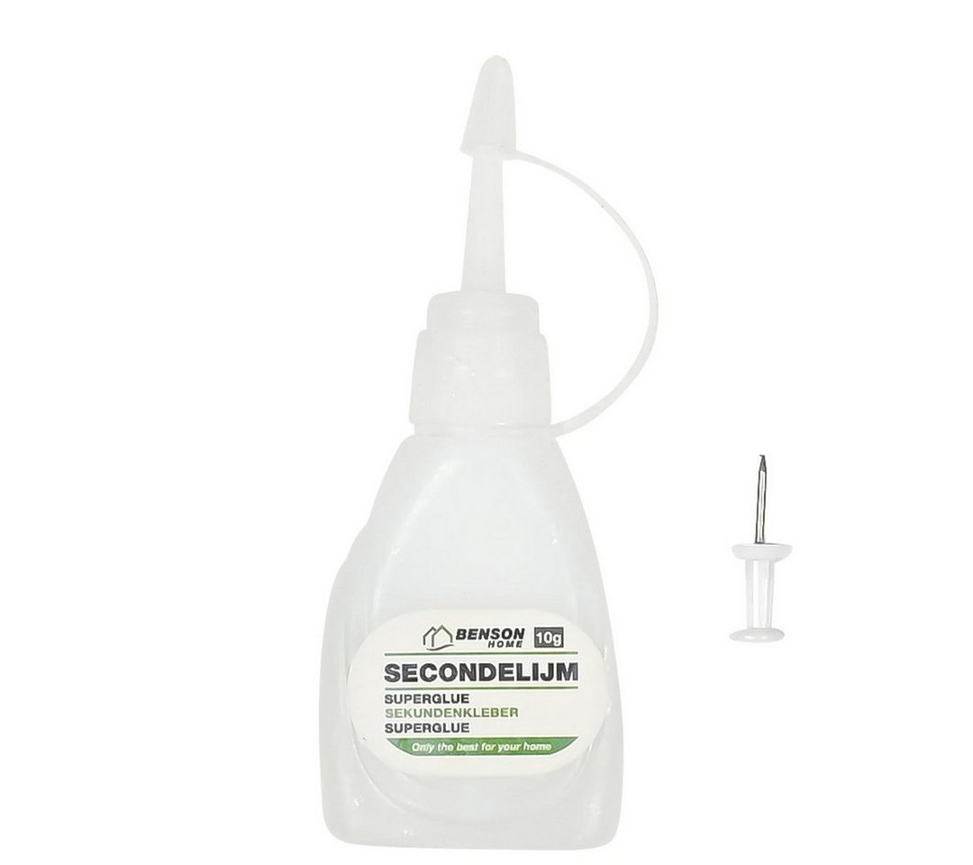 BENSON Sekundenkleber 2x 10g Sekundenkleber Superkleber Dünnflüssig Schnell Wasserfest Power, (2-tlg), Extra stark, dünnflüssig, wasserfest, lösungsmittelfrei