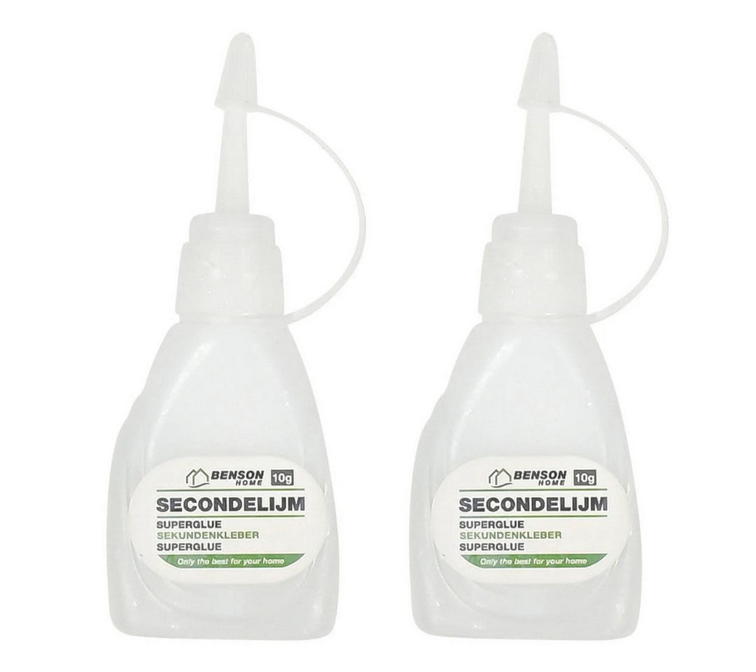 BENSON Sekundenkleber 2x 10g Sekundenkleber Superkleber Dünnflüssig Schnell Wasserfest Power, (2-tlg), Extra stark, dünnflüssig, wasserfest, lösungsmittelfrei Bild 2