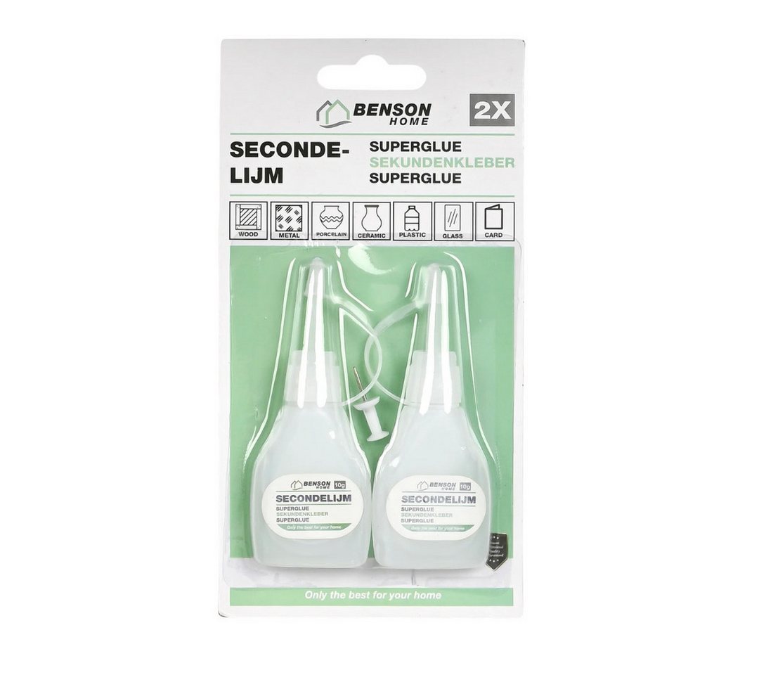 BENSON Sekundenkleber 2x 10g Sekundenkleber Superkleber Dünnflüssig Schnell Wasserfest Power, (2-tlg), Extra stark, dünnflüssig, wasserfest, lösungsmittelfrei Bild 4