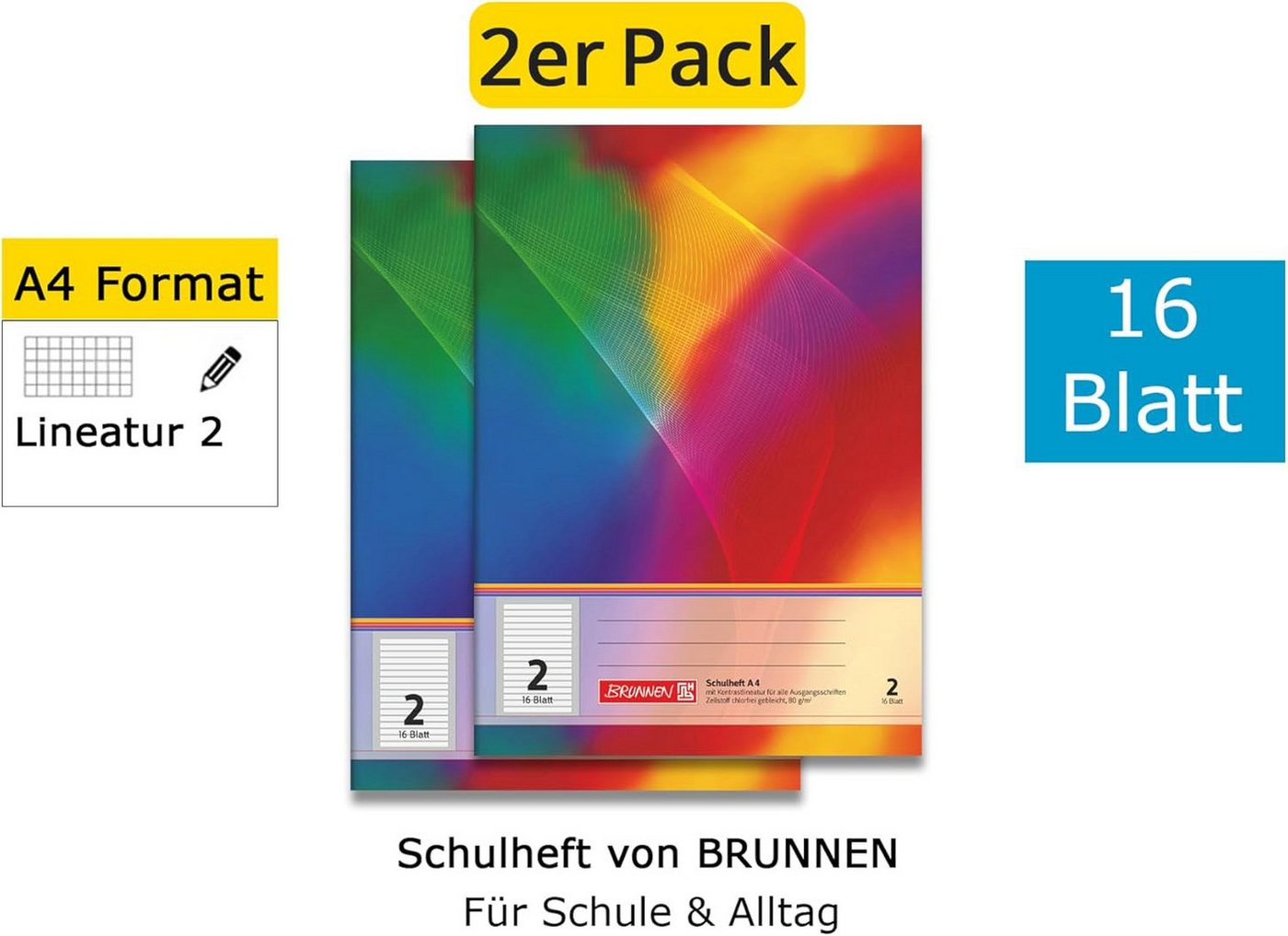 BRUNNEN Schulheft BRUNNEN Schulheft Lin.2, 2. Klasse, DIN A4/16 - Doppelpack Bild 4