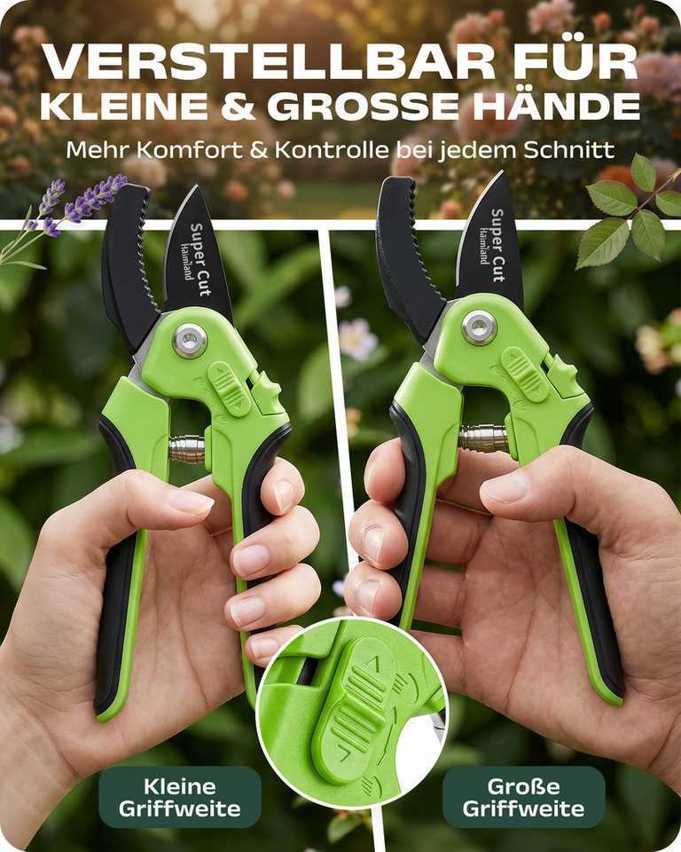 halmland Gartenschere Profi Amboss-Gartenschere – kraftsparend Äste bis 20 mm schneiden Bild 3