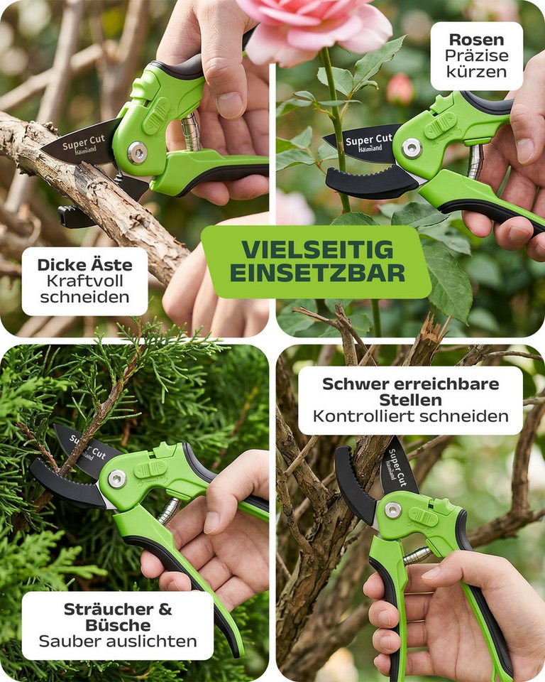 halmland Gartenschere Profi Amboss-Gartenschere – kraftsparend Äste bis 20 mm schneiden Bild 4