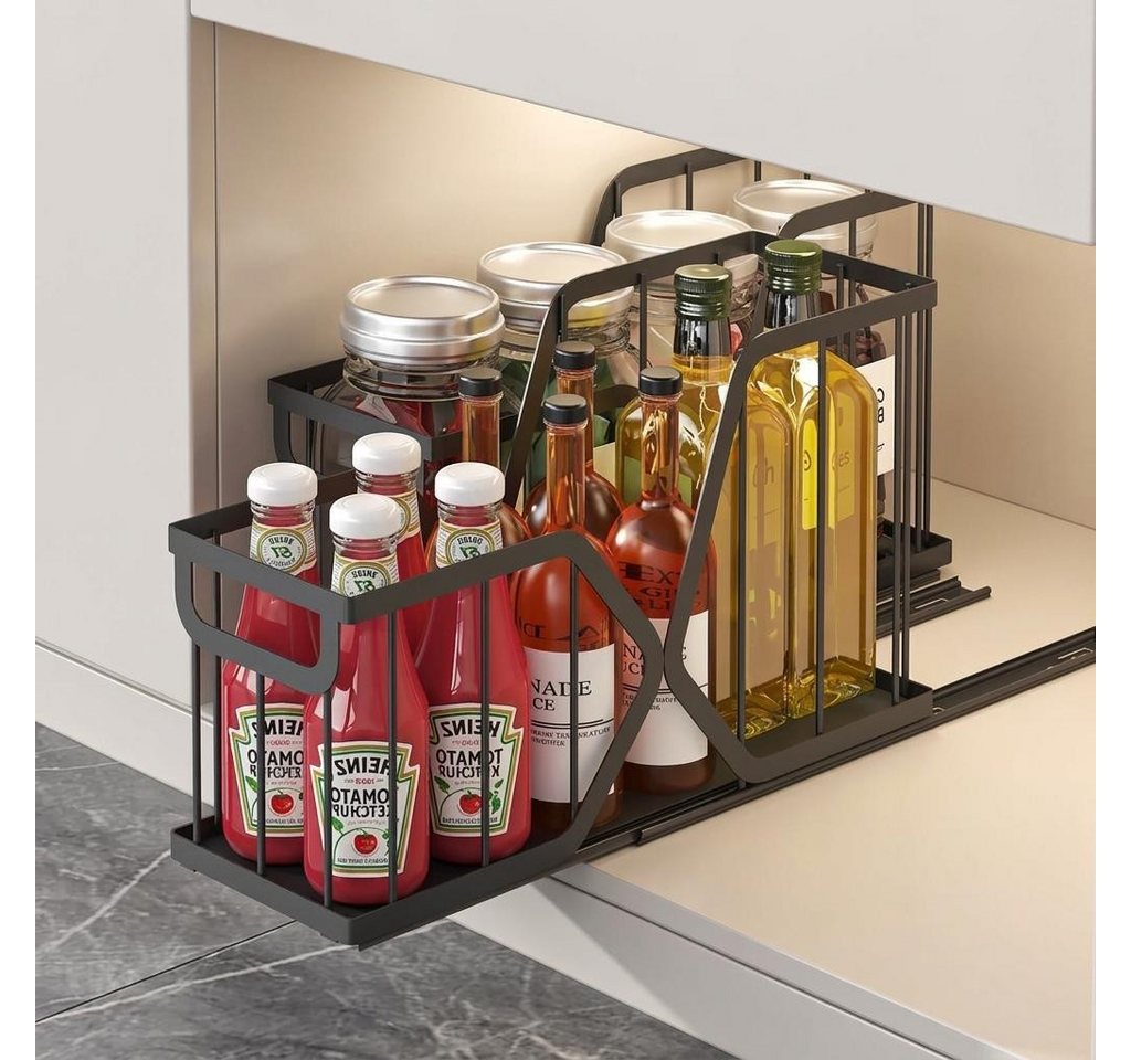 GarveeMore Küchenorganizer-Set Schmaler ausziehbarer Schrankorganizer Küchenauszug, 42×14×26 cm Bild 2