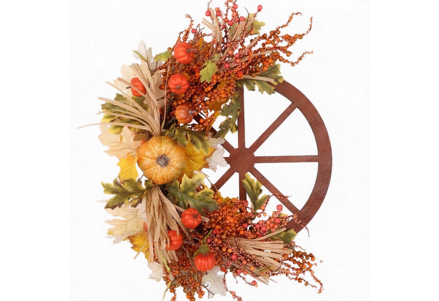 Sorvyzxn Dekokranz Künstlicher Herbst-Kürbisrad-Kranz, künstlicher Herbst