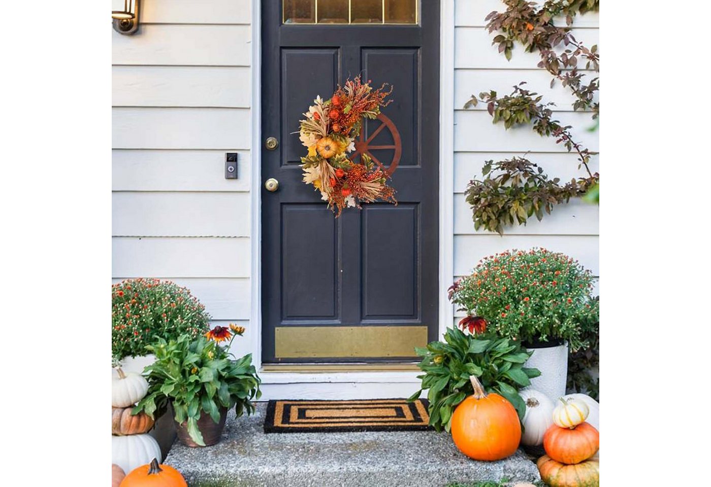 Sorvyzxn Dekokranz Künstlicher Herbst-Kürbisrad-Kranz, künstlicher Herbst Bild 3