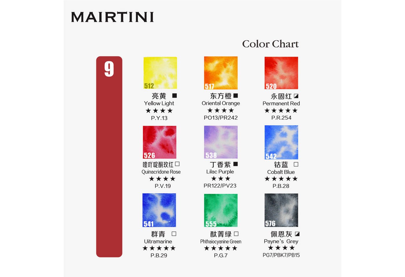 Mairtini Aquarellfarbe Set - 9 intensive Farben im mini stylischen grün/ rot/ rosa Reiseetui, Ideal für unterwegs & kreative Momente Bild 4