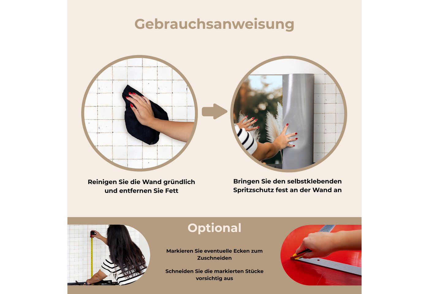 KitchenYeah Küchenrückwand selbstklebend (keine Folie) Pampasgras - Federn - Zierpflanze, (1-tlg), Küchenrückwand, Spritzschutz, Kitchen, 60x30 cm