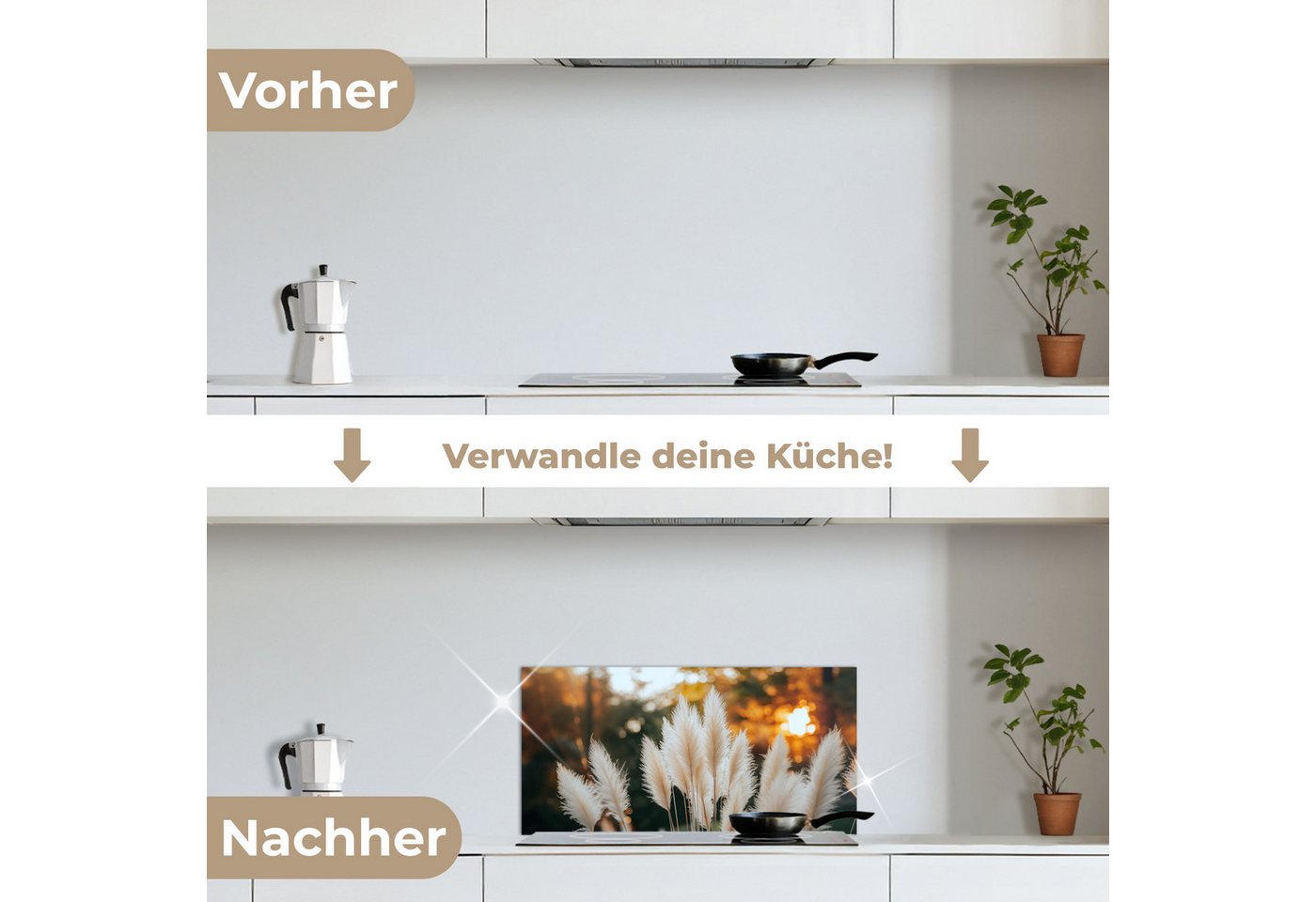 KitchenYeah Küchenrückwand selbstklebend (keine Folie) Pampasgras - Federn - Zierpflanze, (1-tlg), Küchenrückwand, Spritzschutz, Kitchen, 60x30 cm Bild 5