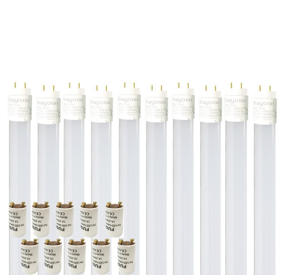 ENERGMiX LED-Leuchtmittel 60cm, 120cm, 150cm T8 LED Glas Röhre Tube Leuchtstoffröhre inkl., T8, 10 St., Kaltweiß, Set