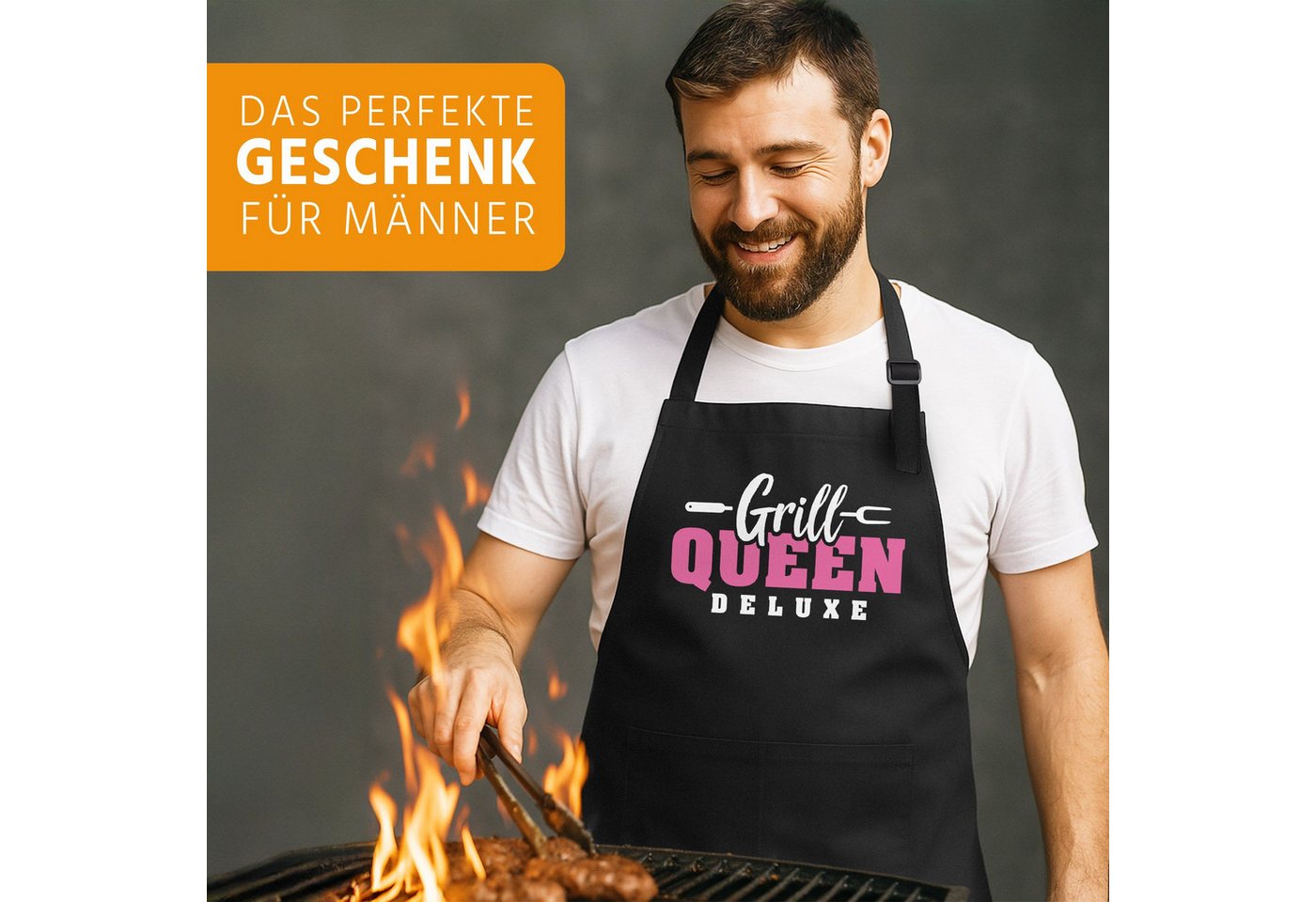 MoonWorks Grillschürze Grill-Schürze für Frauen mit Spruch Grill Queen Deluxe, mit kreativem Aufdruck Bild 2