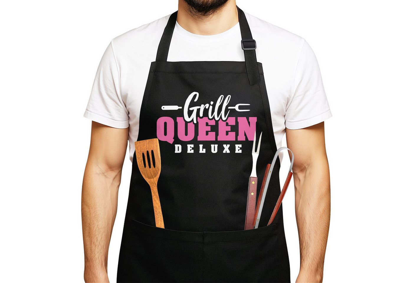 MoonWorks Grillschürze Grill-Schürze für Frauen mit Spruch Grill Queen Deluxe, mit kreativem Aufdruck Bild 3