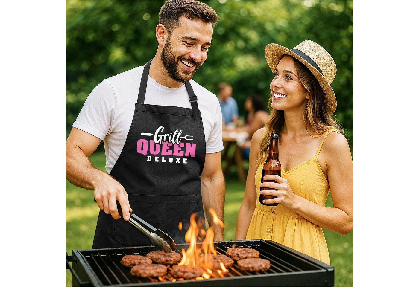 MoonWorks Grillschürze Grill-Schürze für Frauen mit Spruch Grill Queen Deluxe, mit kreativem Aufdruck Bild 5