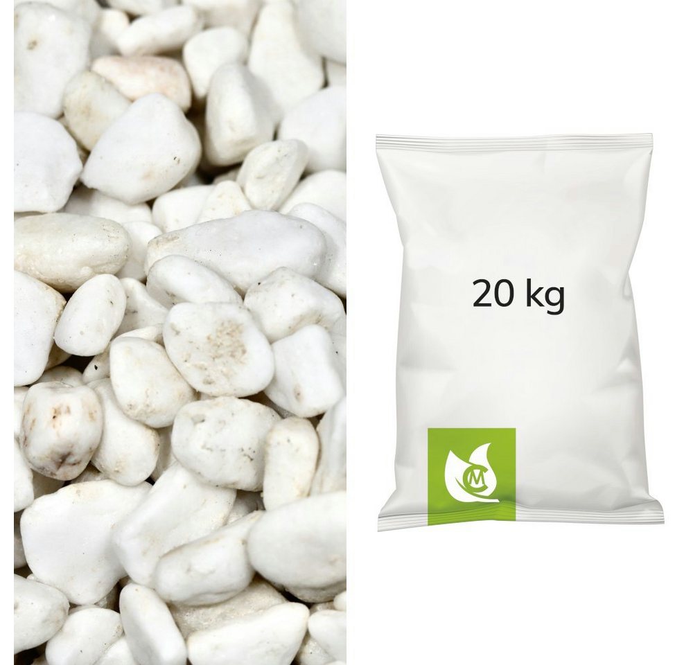 CM-Gartendesign Zierkies Schneeweiß Kies, (8/16mm, weiß), 20kg