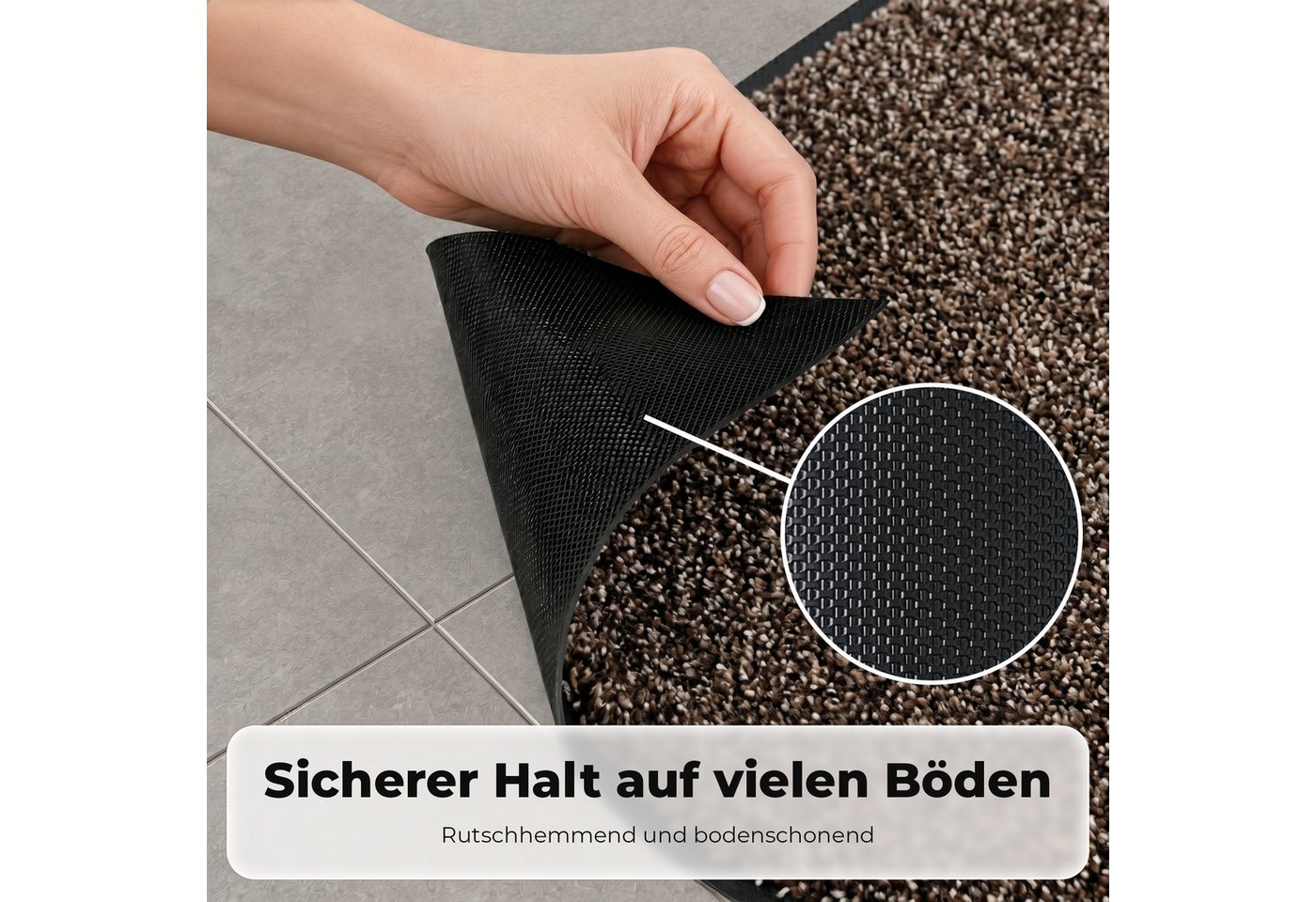 Kubus Fußmatte Solid, waschbare Sauberlaufmatte mit rutschfester TPE-Rückseite, Hohe Schmutz- und Feuchtigkeitsaufnahme Bild 5