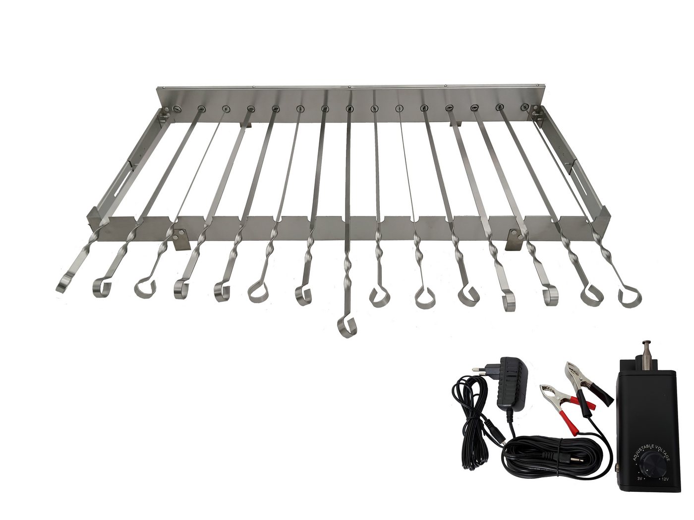 walexo Grillspieß Spießdreher 3-12V (regelbar), incl. 15 Edelstahlspieße (1-St) Bild 3