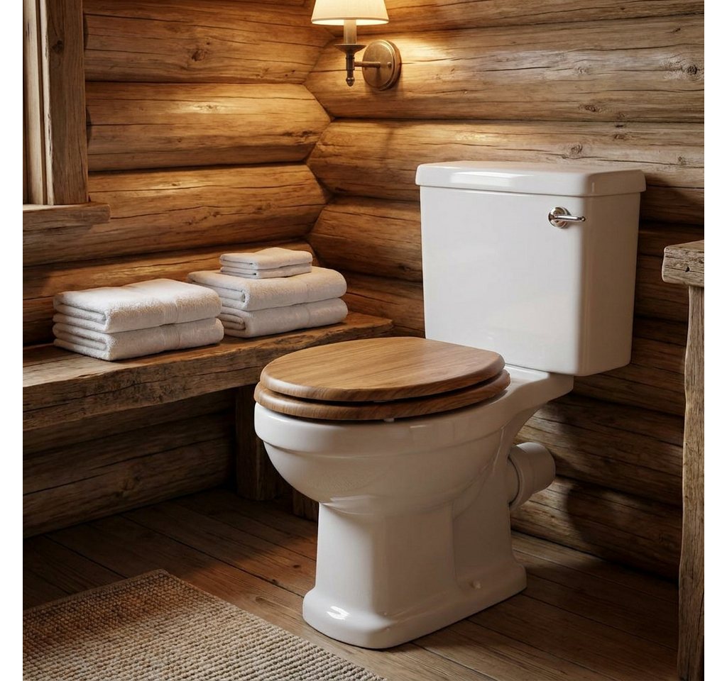 kowdom WC-Sitz WC-Sitz MDF Soft-Close, verstellbare Scharniere, Holzoptik (WC-Sitz, Einzelstück mit Montageset), WC-Sitz, MDF, Soft-Close, Holzoptik, 190 kg Belastbarkeit Bild 2