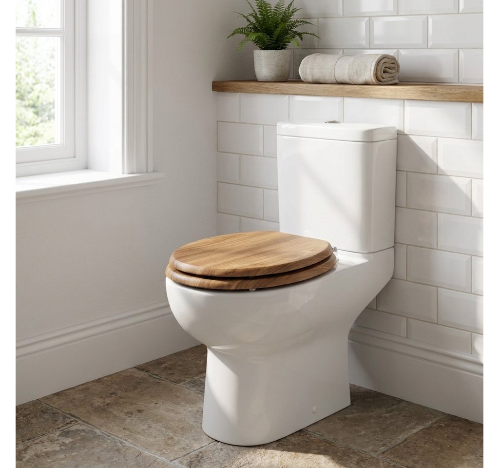 kowdom WC-Sitz WC-Sitz MDF Soft-Close, verstellbare Scharniere, Holzoptik (WC-Sitz, Einzelstück mit Montageset), WC-Sitz, MDF, Soft-Close, Holzoptik, 190 kg Belastbarkeit Bild 4