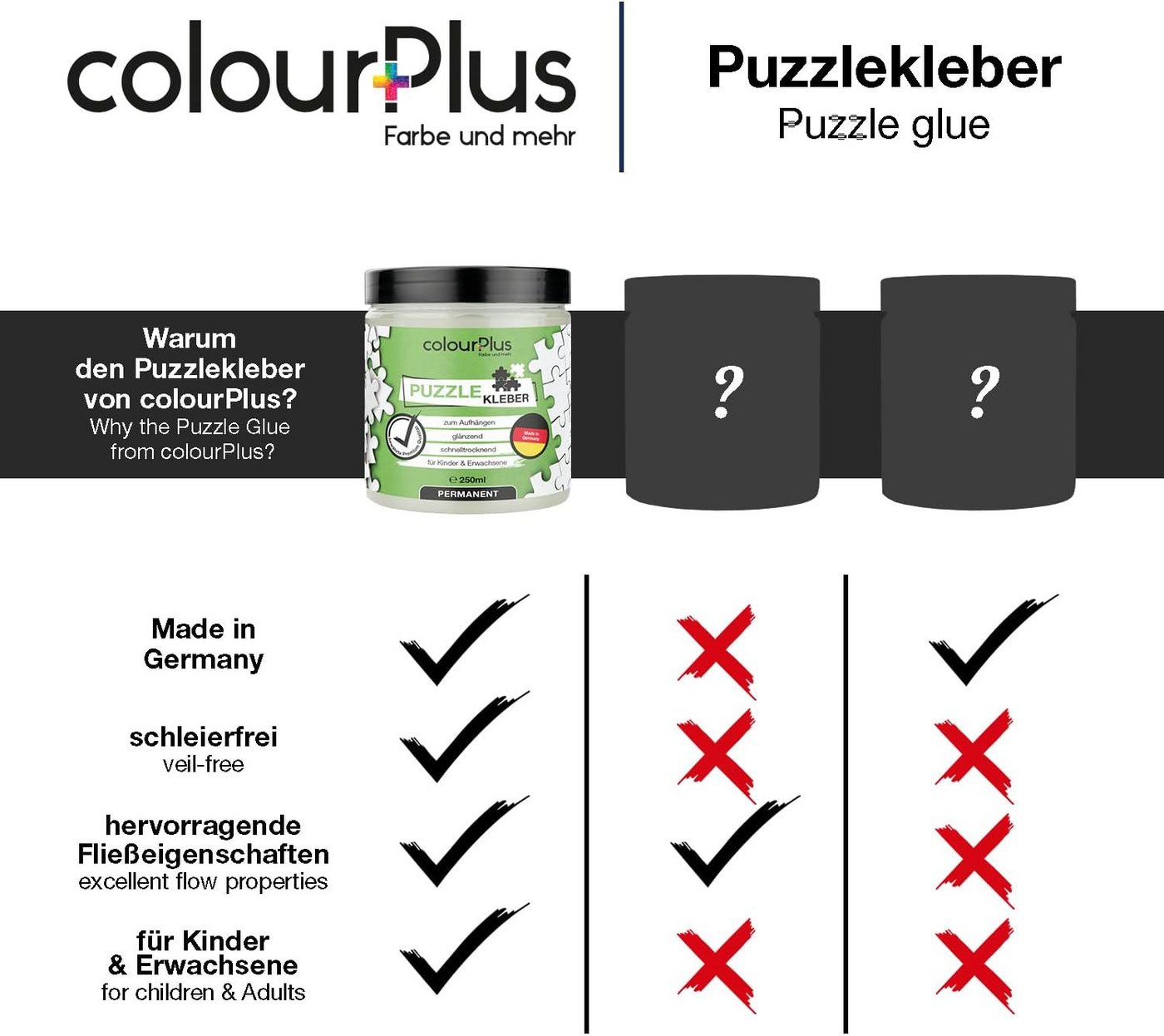 ColourPlus Puzzlekleber Puzzlekleber, permanent, glänzend, schnelltrocknend, trocknet transparent