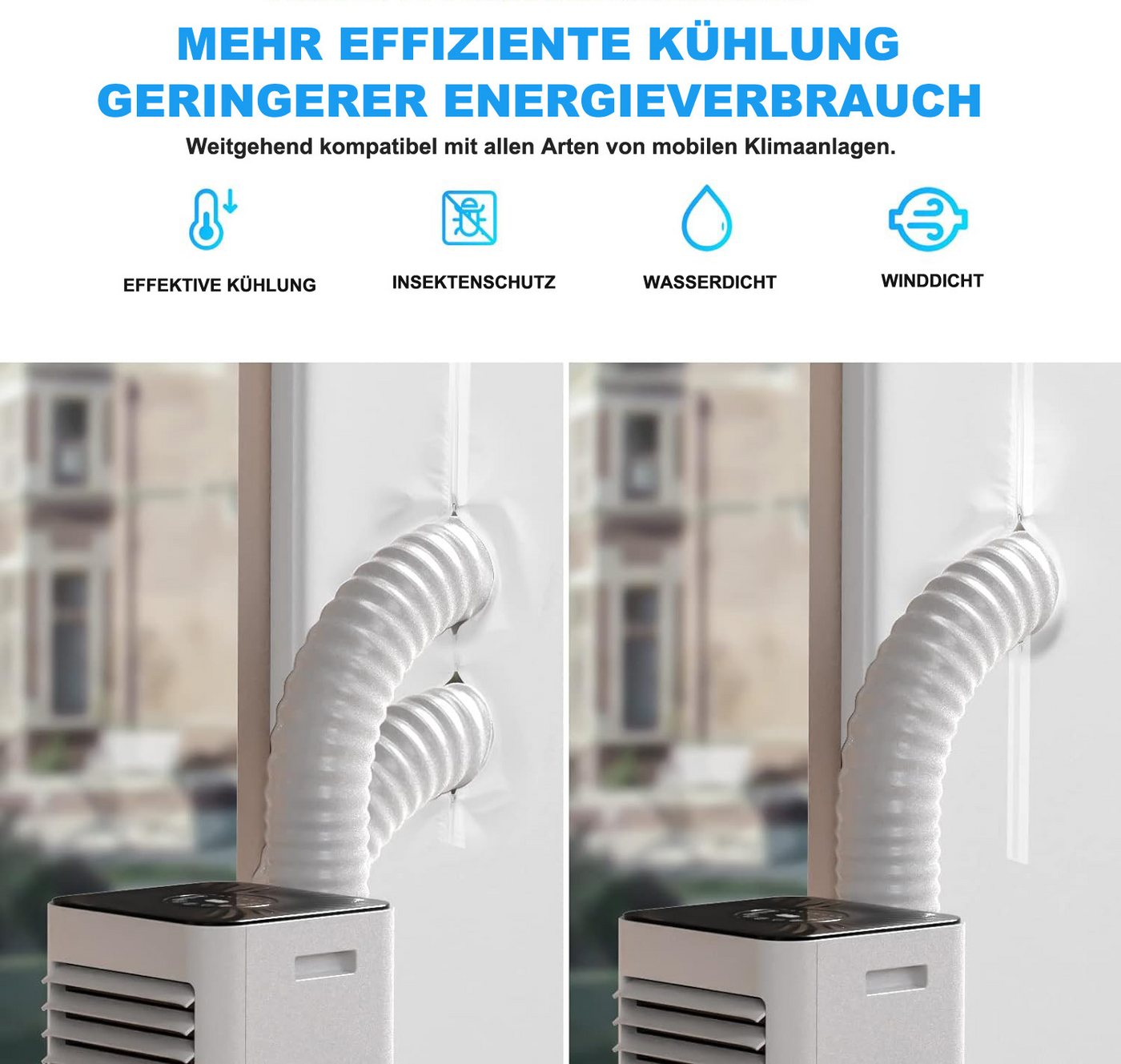 Coonoor Fensterstopper Klimaanlagen-Türdichtung mit Reißverschluss für mobile Klimaanlagen, (1-tlg), ohne Bohren