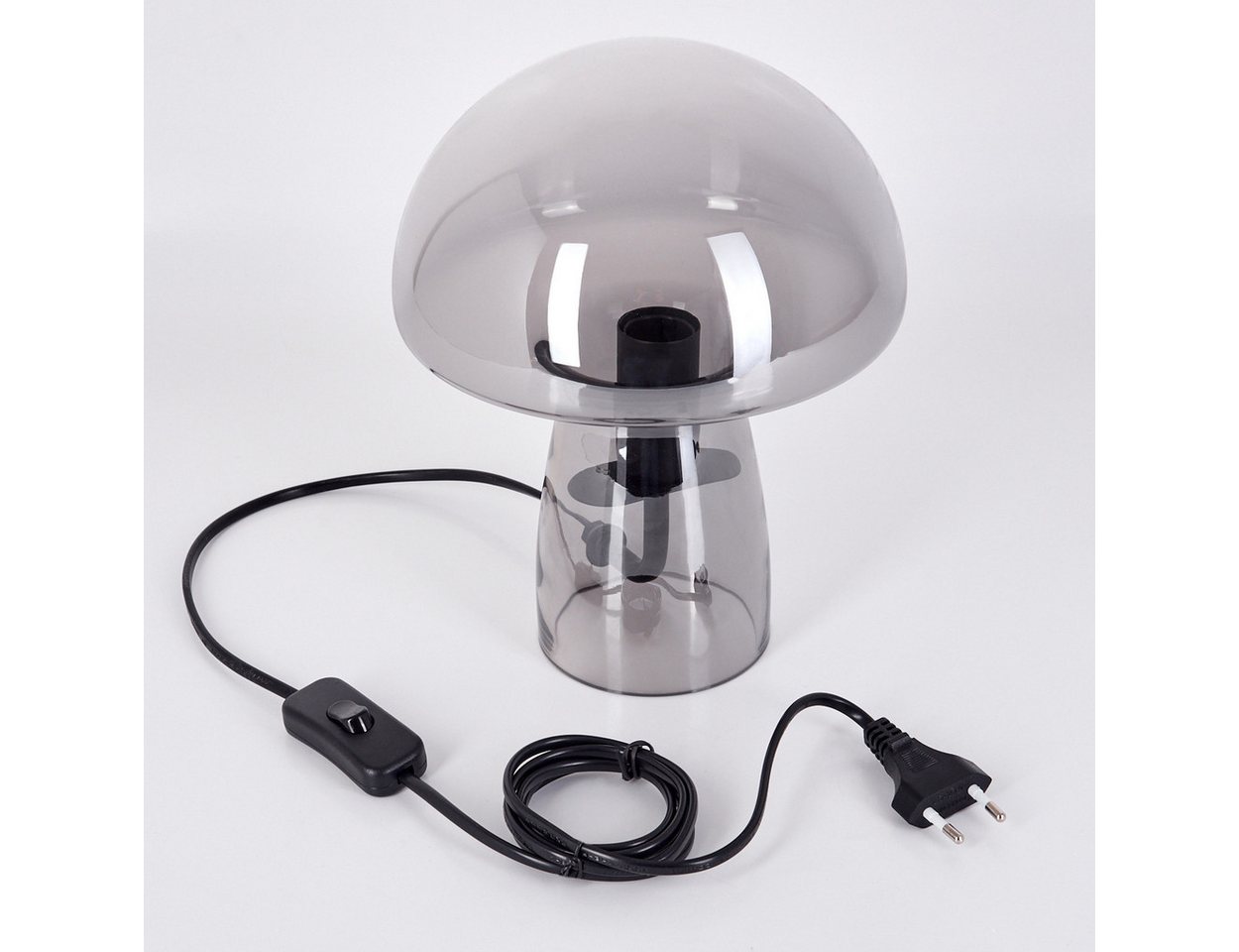 hofstein Tischleuchte Tischlampe aus Metall/Glas in Schwarz, ohne Leuchtmittel, Glasschirm u. An/-Auschalter am Kabel, 1 x E14, ohne Leuchtmittel Bild 2