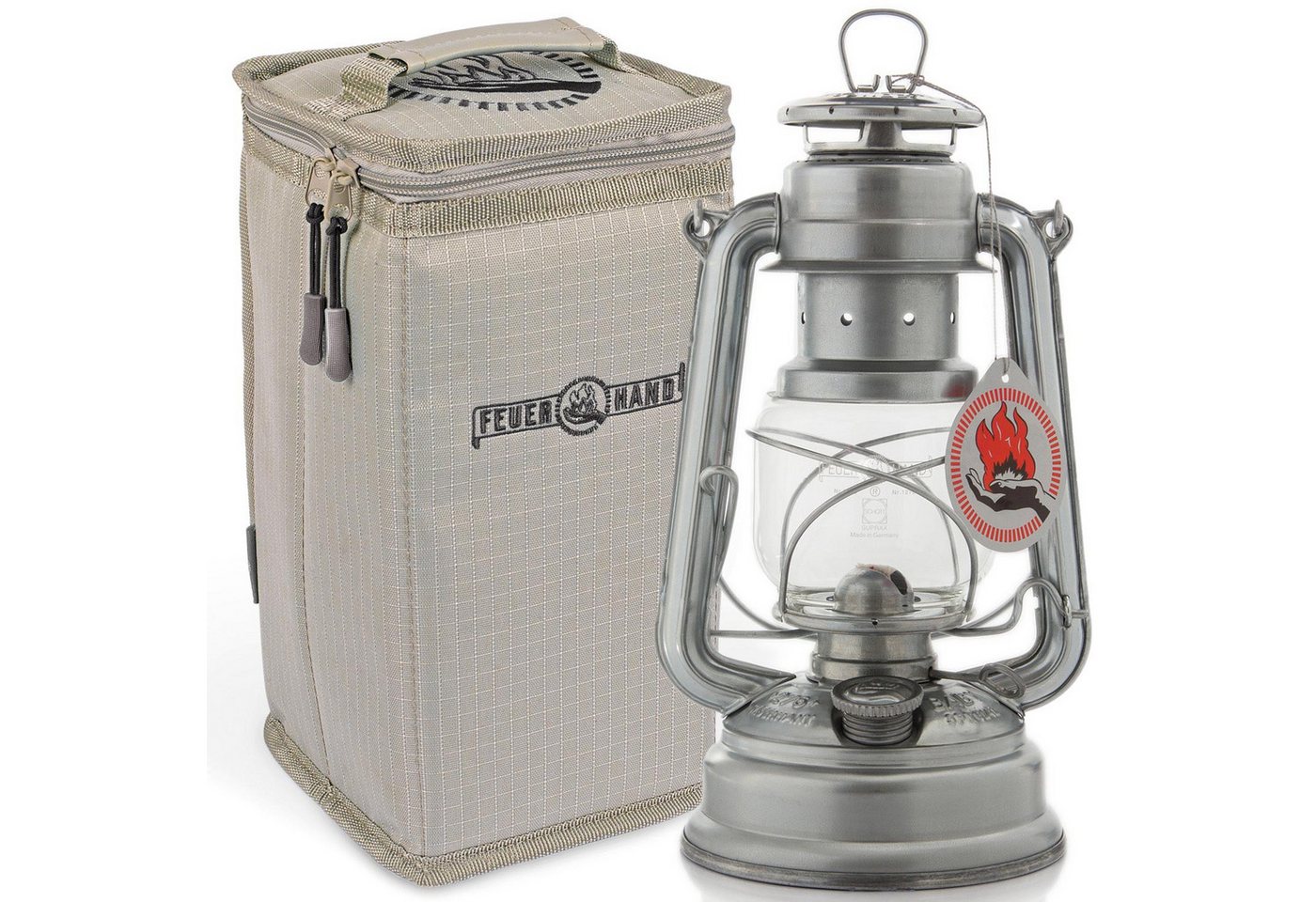 Feuerhand Outdoorkerze Feuerhand Sturmlaterne Baby Special 276 mit Tasche (Spar-Set, 2-tlg., Lampe+Tasche silber), galvanisch verzinktes Stahlblech Bild 3