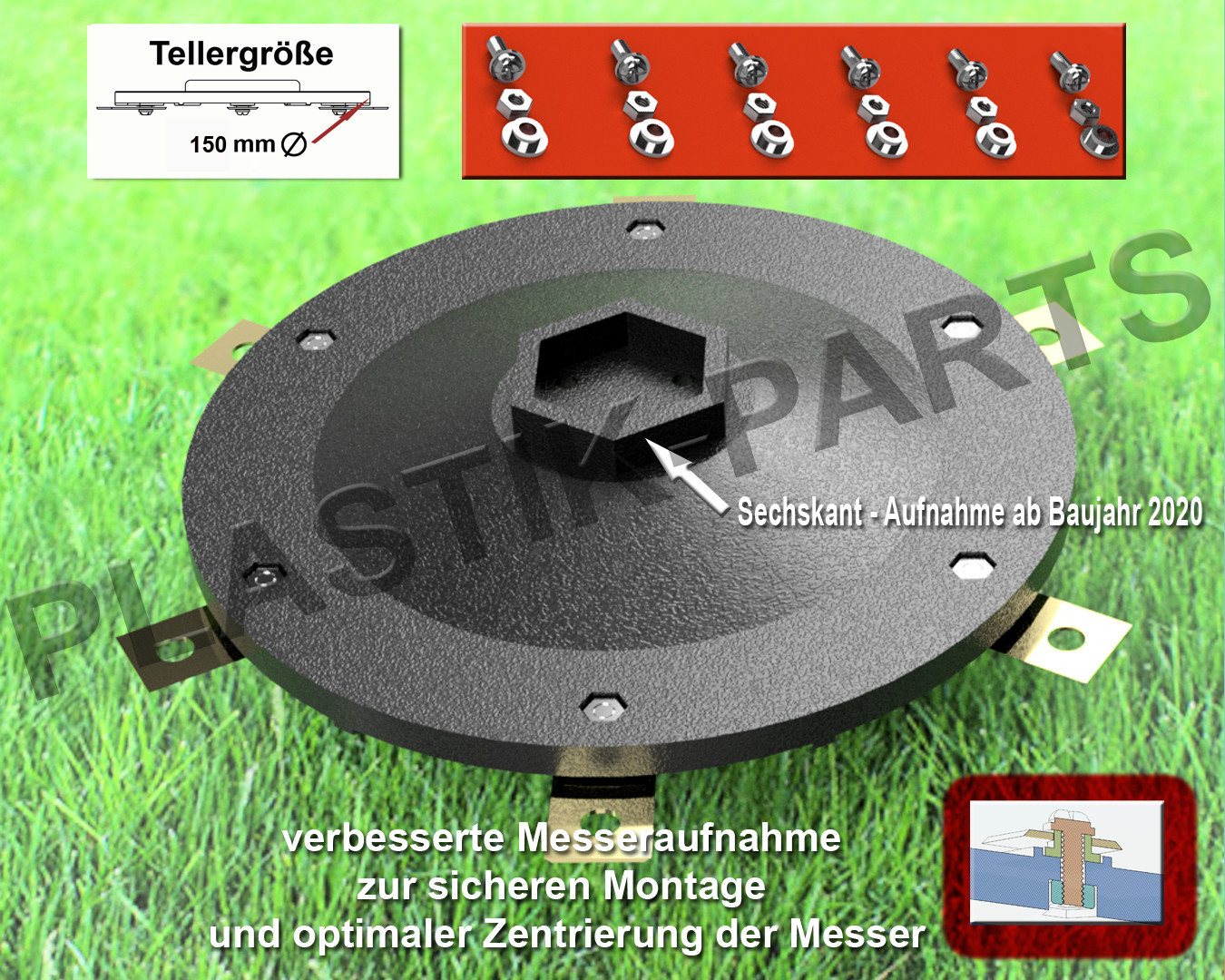 Plastik Parts Mährobotermesser Messerscheibe 6 Klingen Messerteller Ferrex R800 R 800 Smart Bild 2