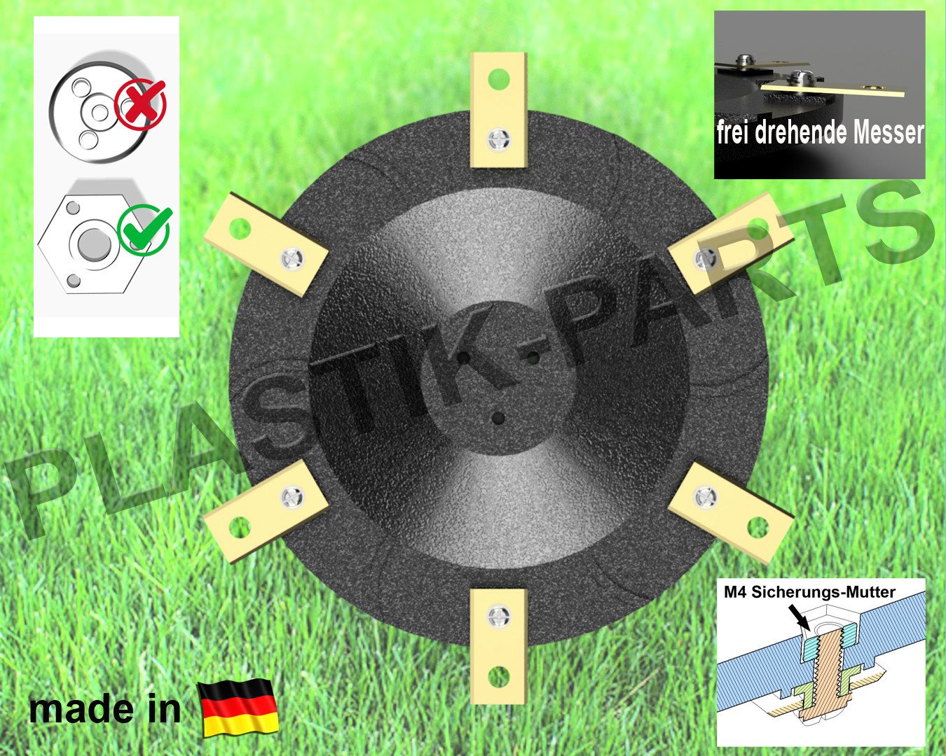Plastik Parts Mährobotermesser Messerscheibe 6 Klingen Messerteller Ferrex R800 R 800 Smart Bild 3