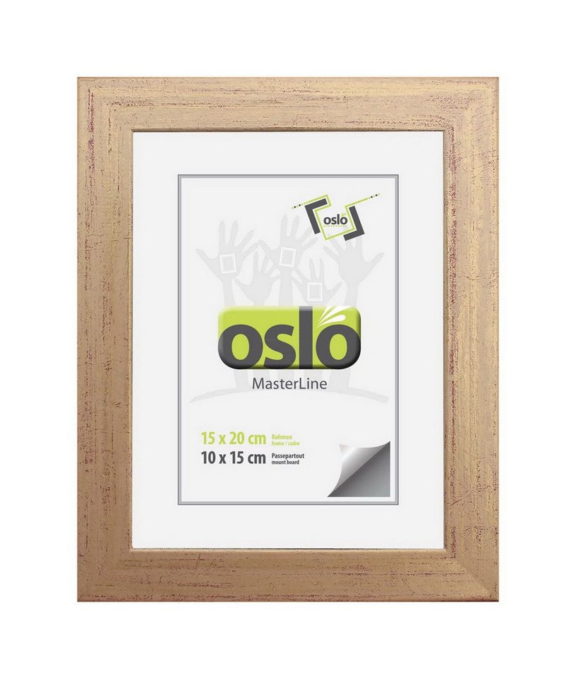 Oslo MasterLine Einzelrahmen Holz massiv Echtglas Hoch- Querformat Puzzlerahmen FSC-zertifiziert, 15x20 gold Bild 4