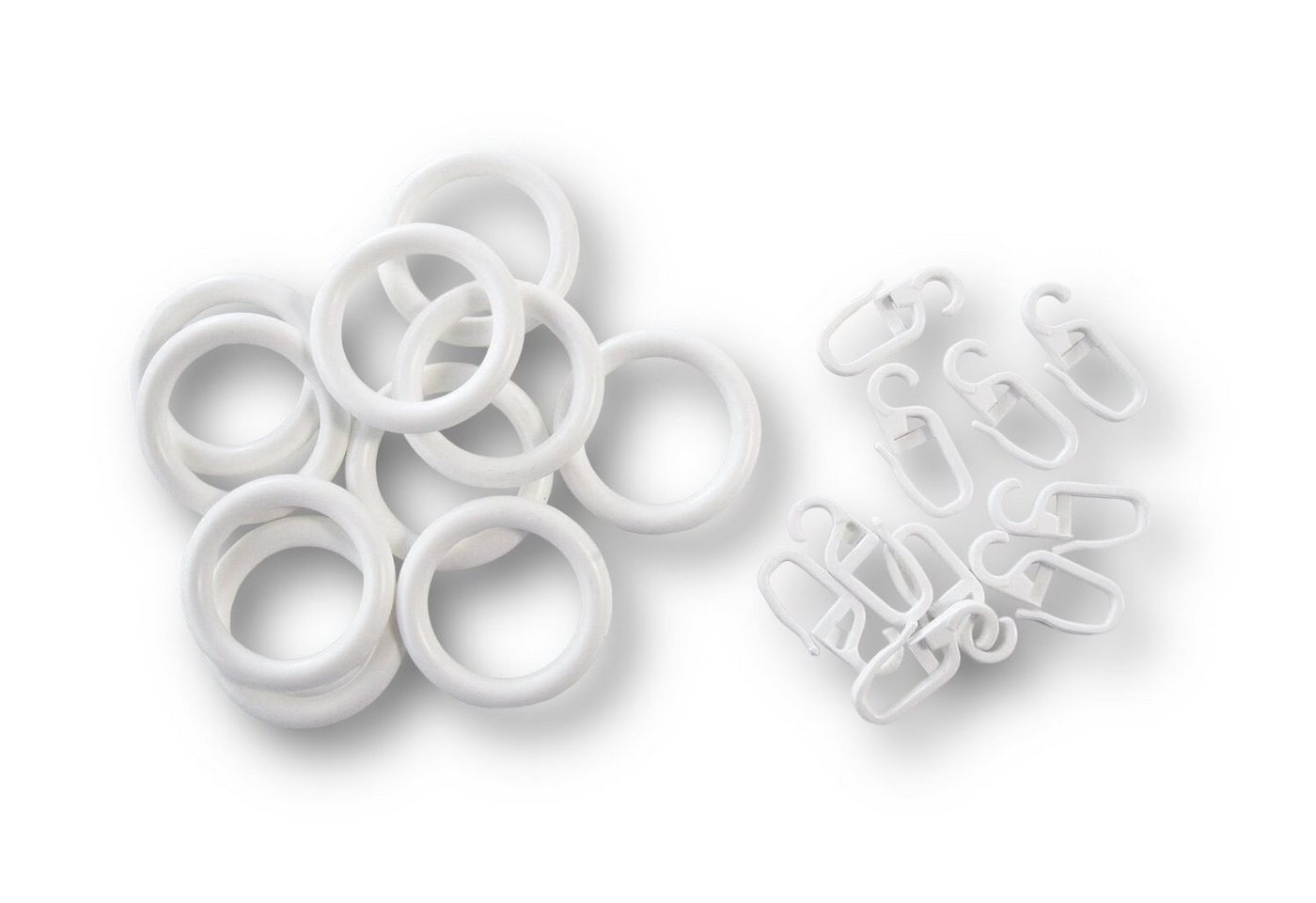 nodeko Gardinenring Vorhangringe mit Faltenlegehaken, für Vorhangstangen und Gardinenstangen Ø 16 mm bis Ø 20 mm, (Packung, 10 Ringe + 10 Faltenlegehaken), Ringe vollrund Bild 2