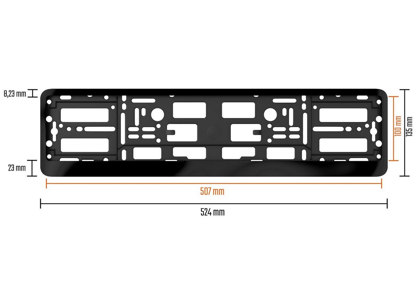 L & P Car Design Kennzeichenhalter Auto Edelstahl schwarz hochglanz poliert Kennzeichenhalter V2A, (2 Stück)