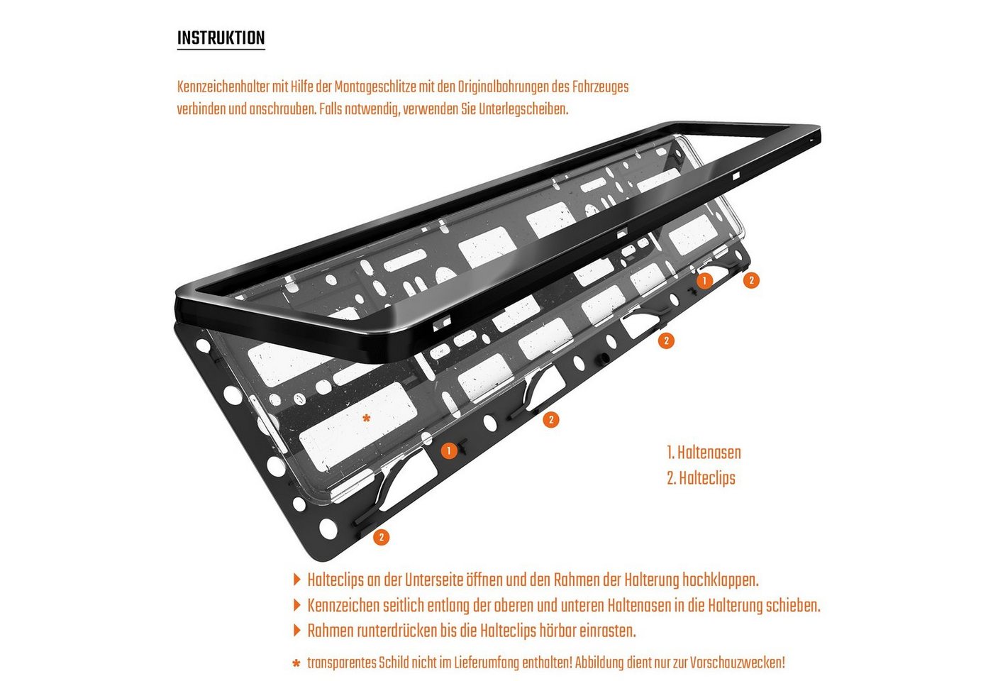 L & P Car Design Kennzeichenhalter Auto Edelstahl schwarz hochglanz poliert Kennzeichenhalter V2A, (2 Stück) Bild 4