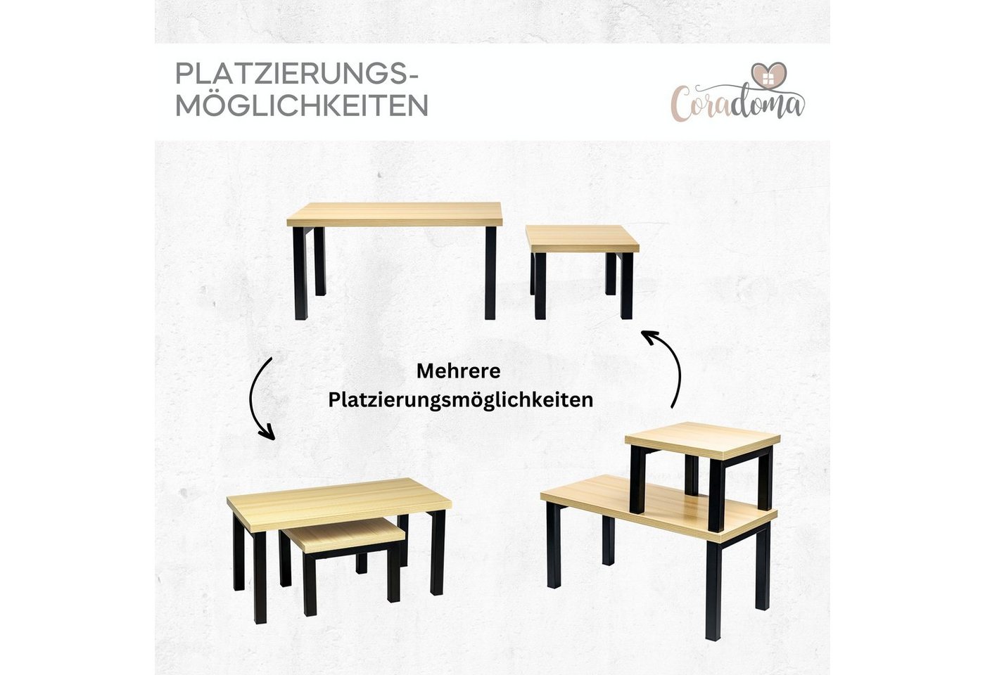 Coradoma Gewürzregal 2er Set Küchenregal Stapelbar Regal Organizer Küche Eckregal, 2-tlg., aus Metall und Holz