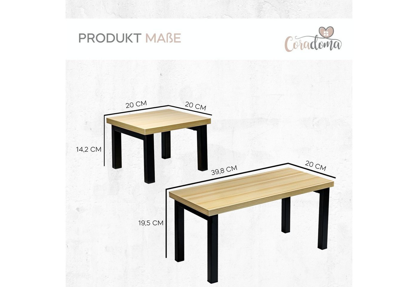 Coradoma Gewürzregal 2er Set Küchenregal Stapelbar Regal Organizer Küche Eckregal, 2-tlg., aus Metall und Holz Bild 2