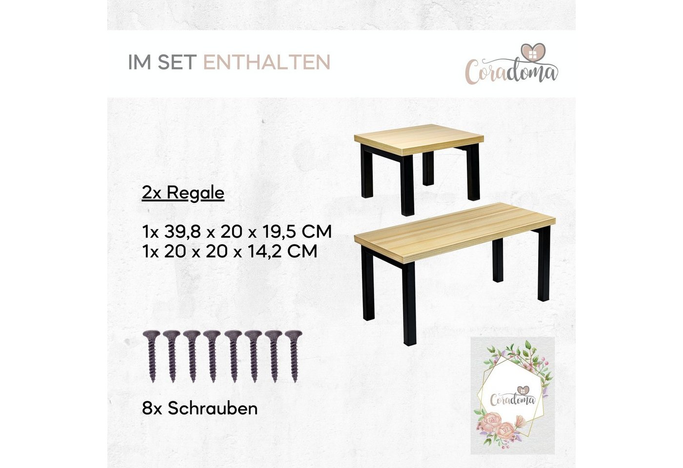 Coradoma Gewürzregal 2er Set Küchenregal Stapelbar Regal Organizer Küche Eckregal, 2-tlg., aus Metall und Holz Bild 4