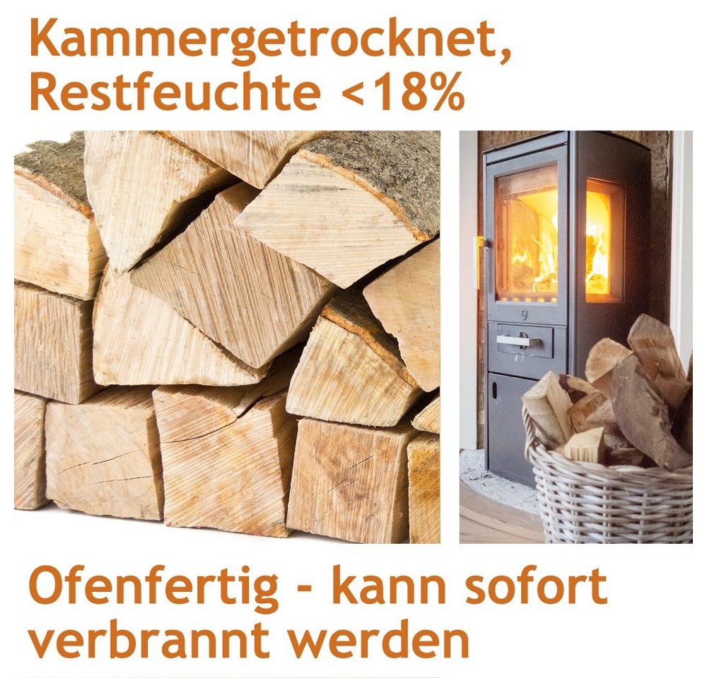 Flameup Kaminholz Brennholz Kaminholz Holz 30 kg Ofen Kamin Kaminofen Grill Buche 30 cm, 30 kg