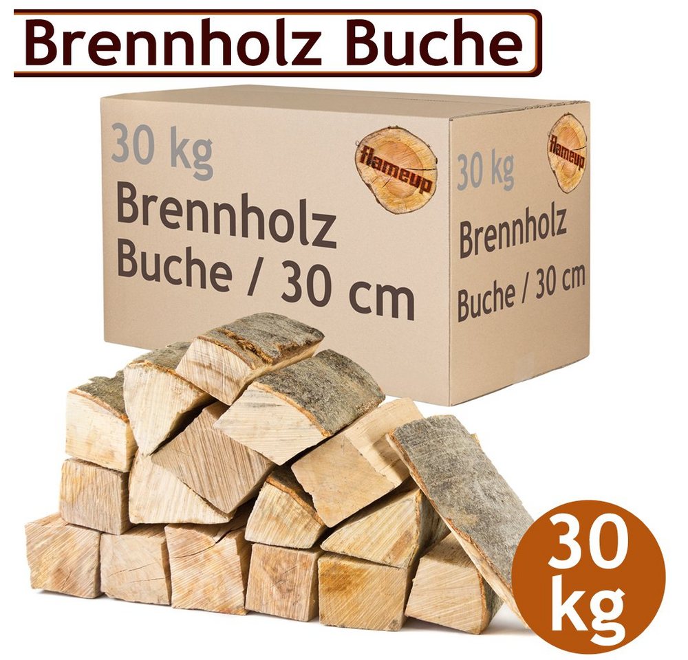 Flameup Kaminholz Brennholz Kaminholz Holz 30 kg Ofen Kamin Kaminofen Grill Buche 30 cm, 30 kg Bild 4