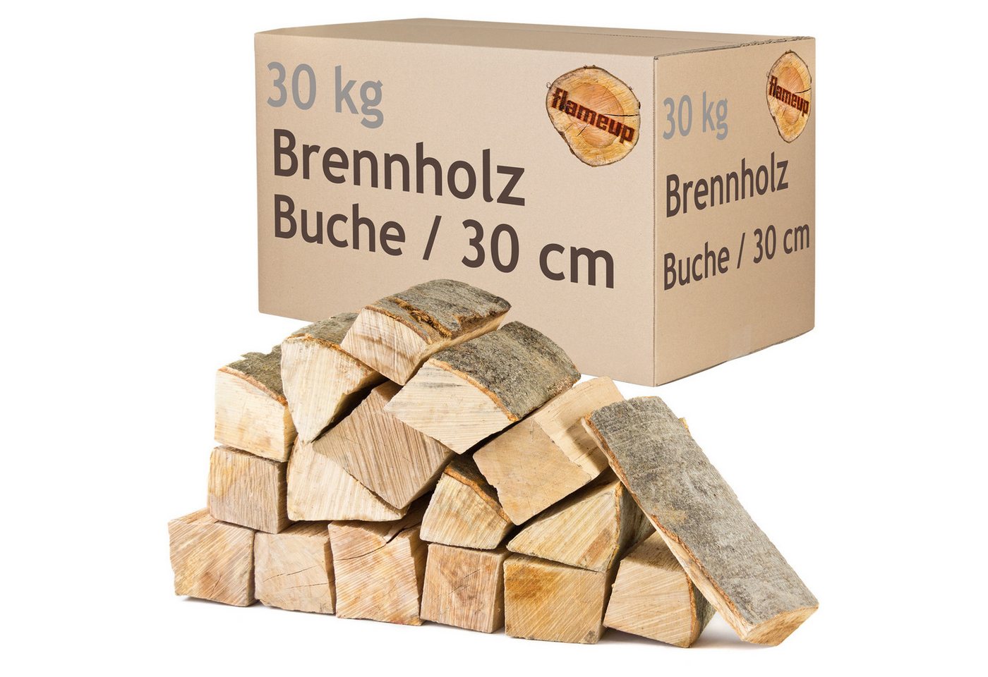 Flameup Kaminholz Brennholz Kaminholz Holz 30 kg Ofen Kamin Kaminofen Grill Buche 30 cm, 30 kg Bild 5